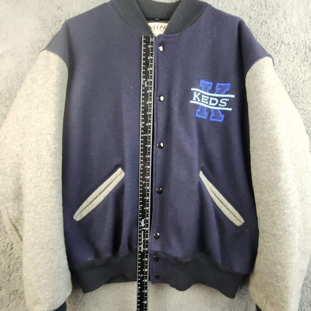 Vintage Bomber Varsity Jacket Men's Large Two Toned Wool 90's Quilted Gorpcore - Picture 6 of 14